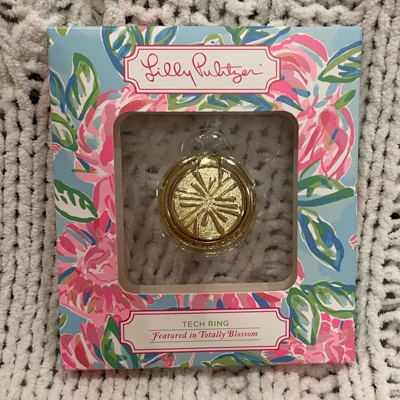 Lilly Pulitzer Cell Phone Gold Metal Stability Tech Ring Totally Blossom NWT - Picture 4 of 6